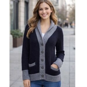 J. Crew Navy Shawl Collar Boyfriend Cardigan M